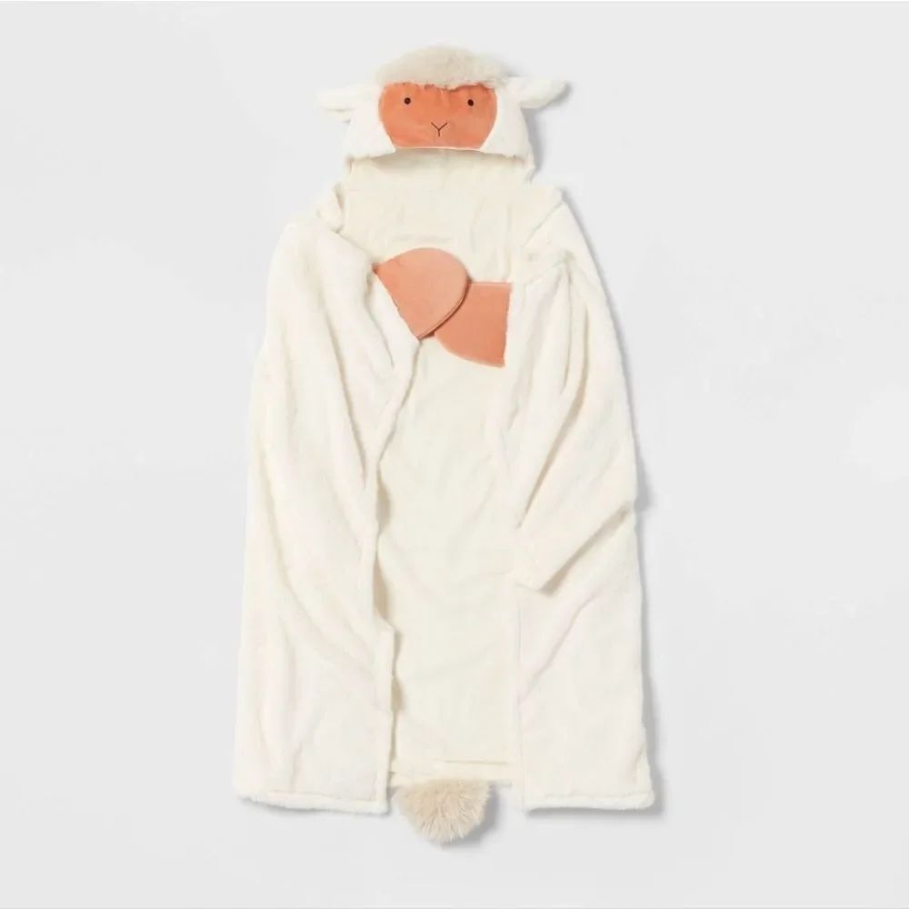 Nwt Pillowfort Kid's Boy Girl Easter/ Christmas Sheep Hooded Blanket One Size